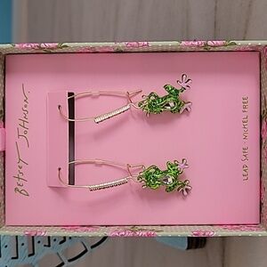 Betsey Johnson Green and Pink Frog Earrings